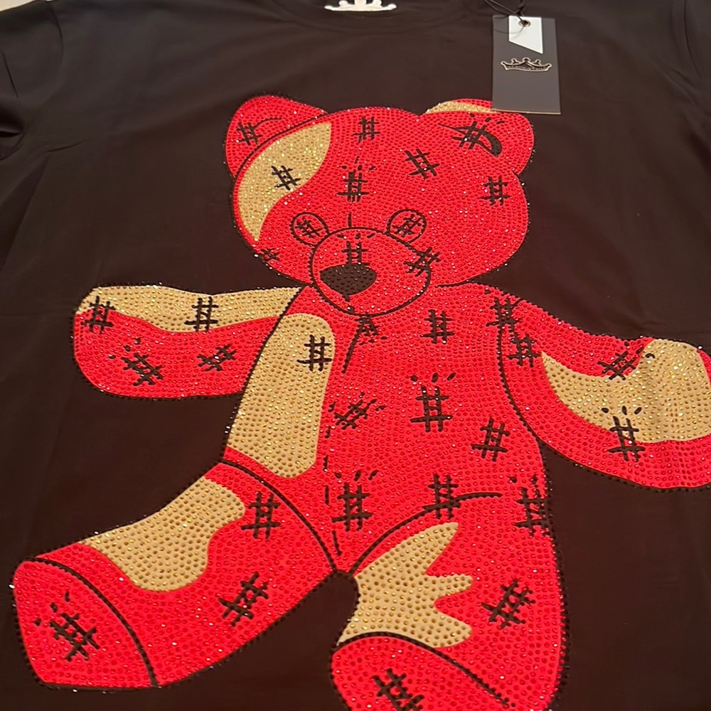 NWT heads or tails large rhinestone embellish teddy bear large